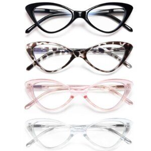 EYEURL 4-Pack Fashion Cat Eye Blue Light Blocking Reading Glasses